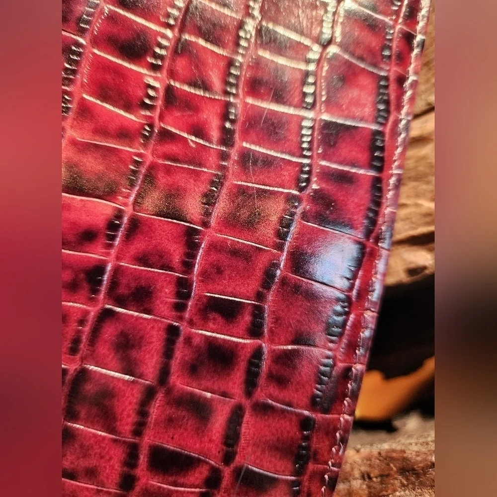 Charles David Purple Leather with Gold hardware Purse - Animal Embossed Print